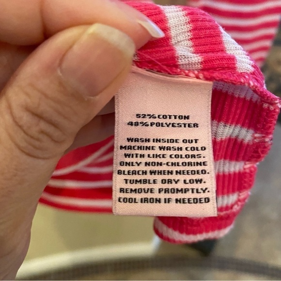 JUICY COUTURE Women Pink Striped Semi-Sheer Long Sleeve Top Size Small - Picture 9 of 10